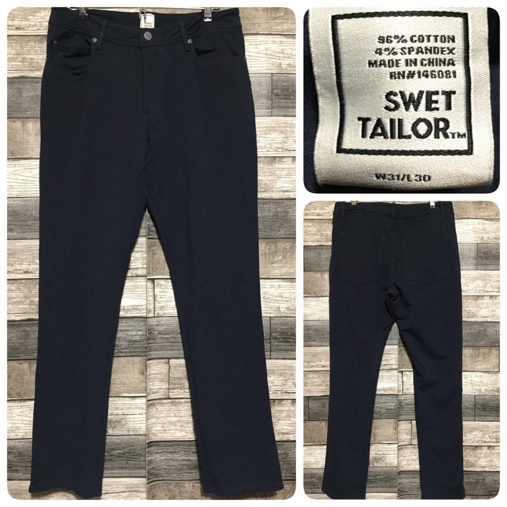 Swet Tailor Slim Pants Men’s 31x30 Navy Blue Stretch Knit